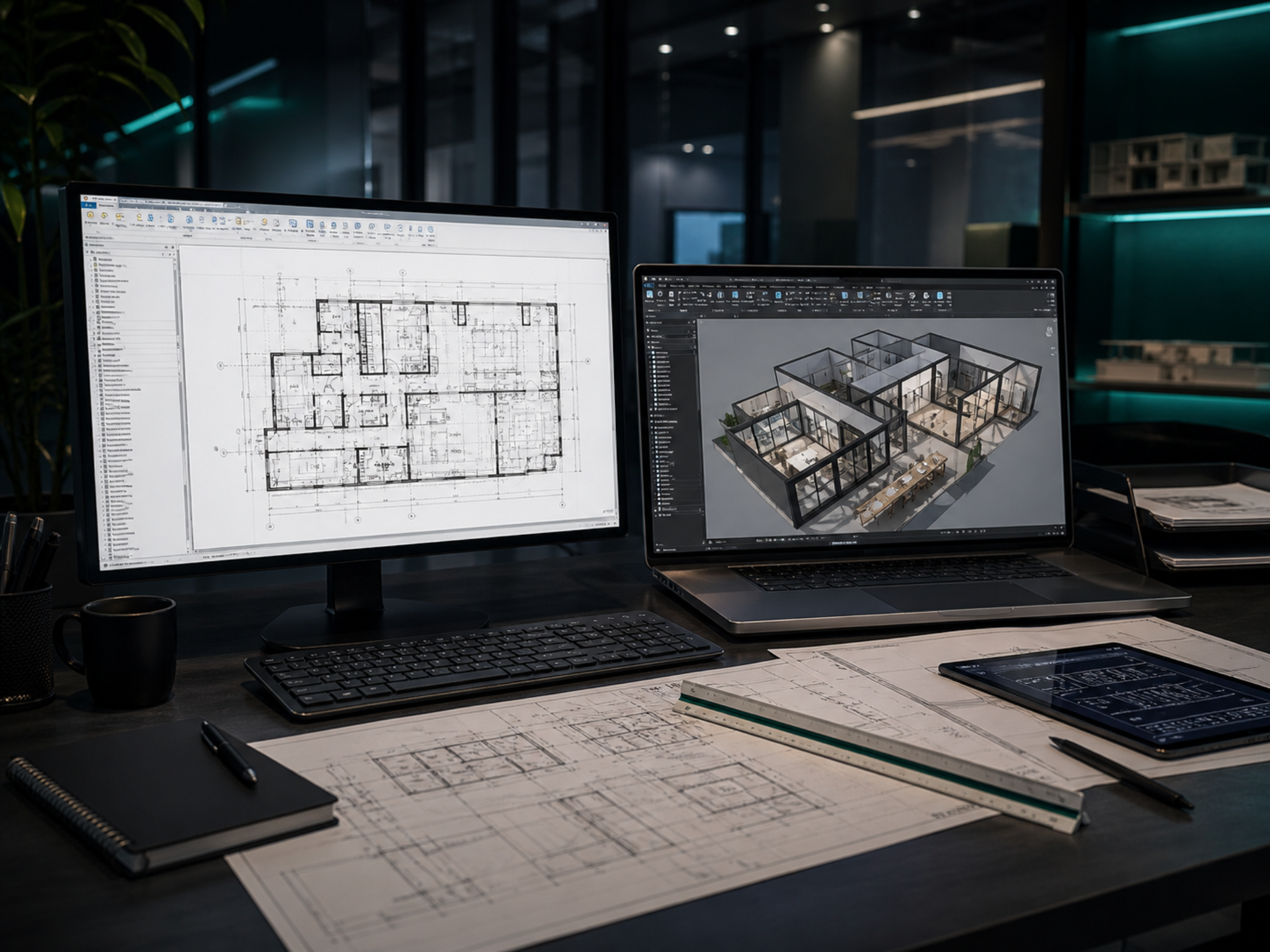 As-built drawings and BIM model workstation